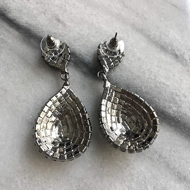 ONE PAIR: Crystal Multi Gold/Silver Rhinestone Chandelier Wedding Bridal Dangle Earrings