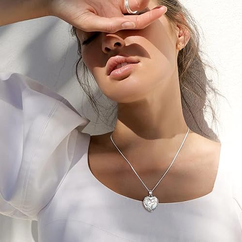 ONE: 💓June-Synthetic Moonstone Heart Crystal Necklace 925 Sterling Silver