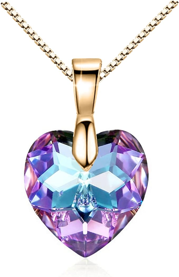 ONE :💎Elegant 1 GOLD PURPLE Heart Pendant Necklace was made of blue crystal, which sparkles all the time