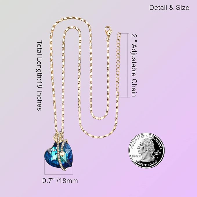 ONE :💎Elegant Gold Blue Heart Pendant Necklace was made of blue crystal, which sparkles all the time