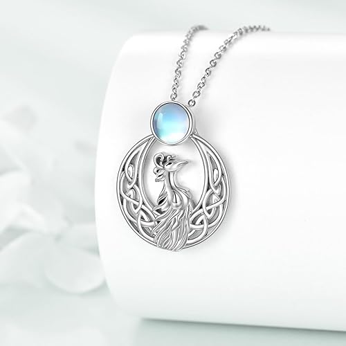 ONE :💎Phoenix/Moon and Sun Moonstone Celtic Pendant Necklace Fine Jewelry 💎