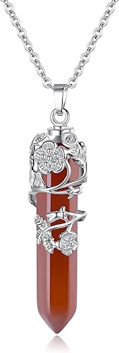 ONE :💎DAINTY FLOWER NATURAL HEALING CRYSTAL: Carnelian  NECKLACE Fine Jewelry 💎