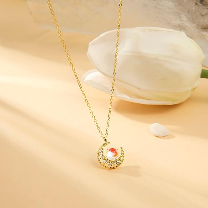 ONE :💎 Moonstone Pendant Necklace   💎18k Gold Plated