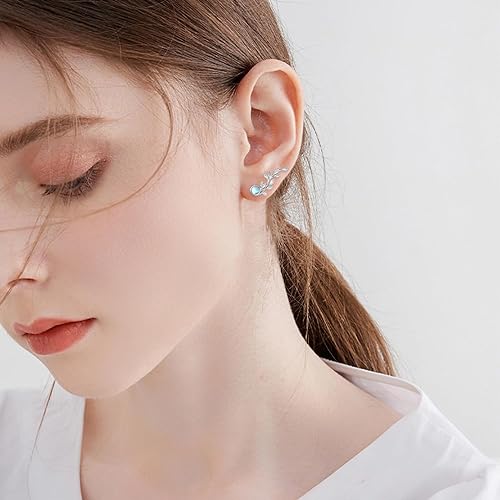 ONE:  Exquisite ear climber  Color: MOONSTONE  Dangle Earrings 925 Sterling Silver
