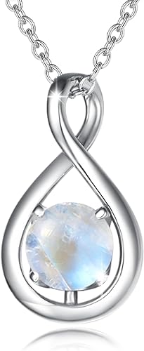 ONE: Birthstone Necklace Gifts For Women, Love Pendant Birthstone Jewelry 16+2 inch Silver Chain JUNE