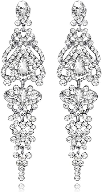 ONE PAIR: Crystal Multi Gold/Silver Rhinestone Chandelier Wedding Bridal Dangle Earrings