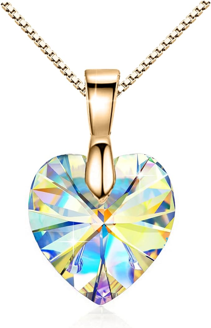 ONE :💎Elegant 1 GOLD YELLOW Heart Pendant Necklace was made of blue crystal, which sparkles all the time