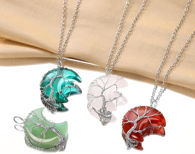 ONE: May-Synthetic Emerald Crescent Moon Crystal GREEN Necklace 925 Sterling Silver Necklace