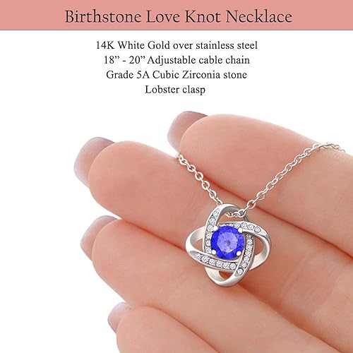 ONE :💎 Birthstone Necklace Gifts For Women, Love Knot Pendant Birthstone Jewelry 18 Inch Silver Chain DEC