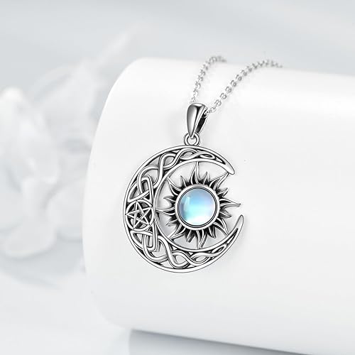 ONE :💎Phoenix/Moon and Sun Moonstone Pendant Necklace Fine Jewelry 💎