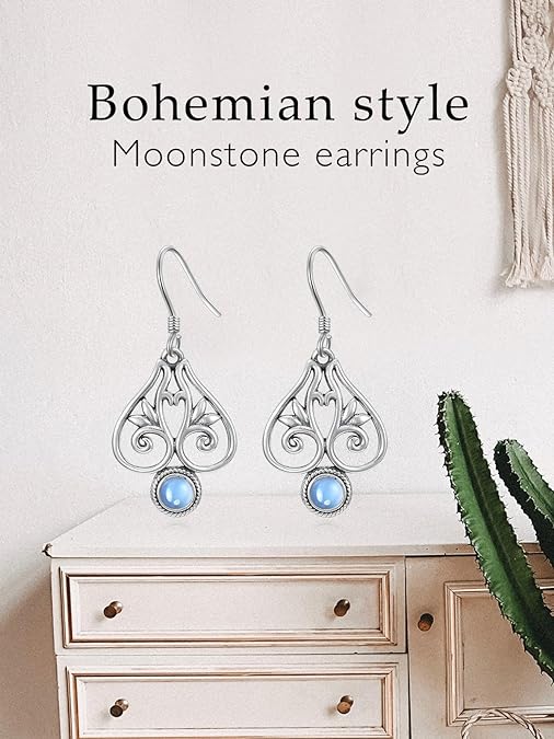 ONE:  Butterfly Earrings Color: Moonstone Dangle Earrings 925 Sterling Silver
