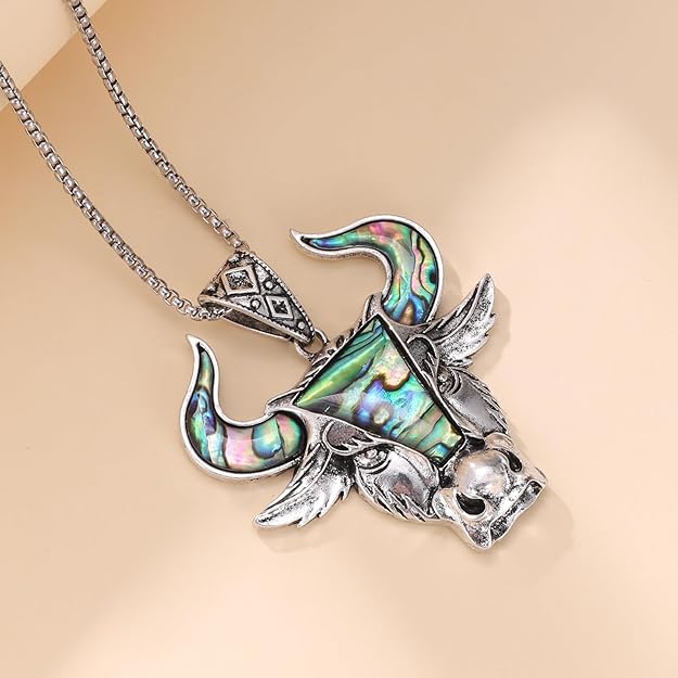 ONE:   Bull Skull Pendant Necklace Jewelry Premium Material: Medical Grade Stainless Steel 316L