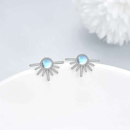 ONE: Exquisite tiny Sun Color: MOONSTONE Dangle Earrings 925 Sterling Silver