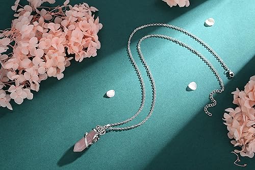 ONE :💎DAINTY FLOWER ROSE Rose Quartz  NECKLACE Fine Jewelry 💎