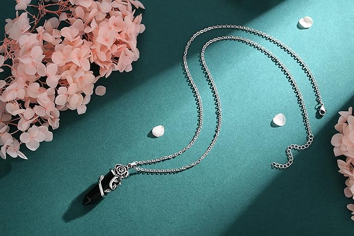 ONE :💎DAINTY FLOWER ROSE Obsidian NECKLACE Fine Jewelry 💎
