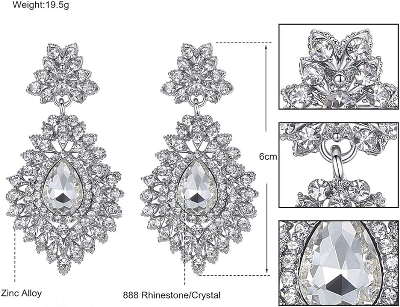 ONE PAIR: Crystal Multi Gold/Silver Rhinestone Chandelier Wedding Bridal Dangle Earrings