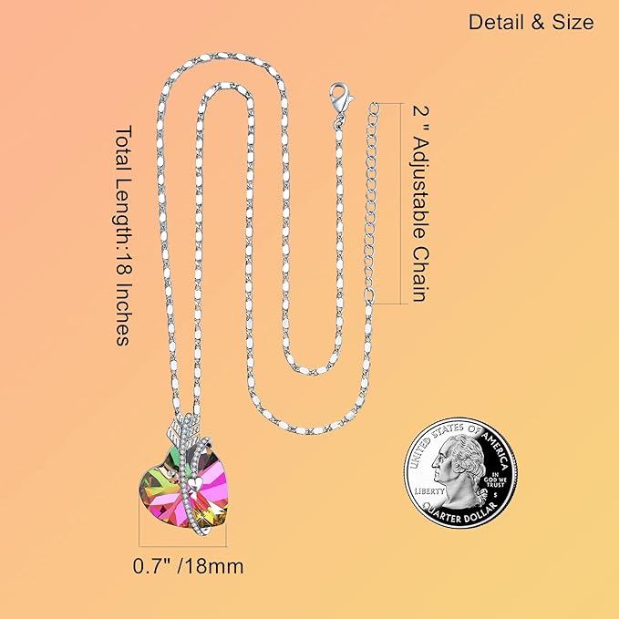 ONE :💎Elegant Silver Purple Heart Pendant Necklace was made of blue crystal, which sparkles all the time