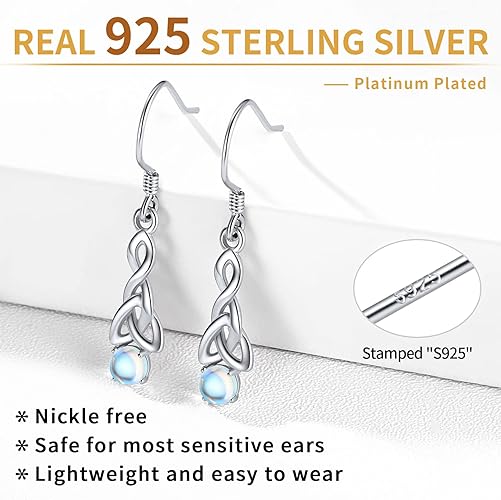 ONE: Exquisite Color: MOONSTONE Dangle Earrings 925 Sterling Silver