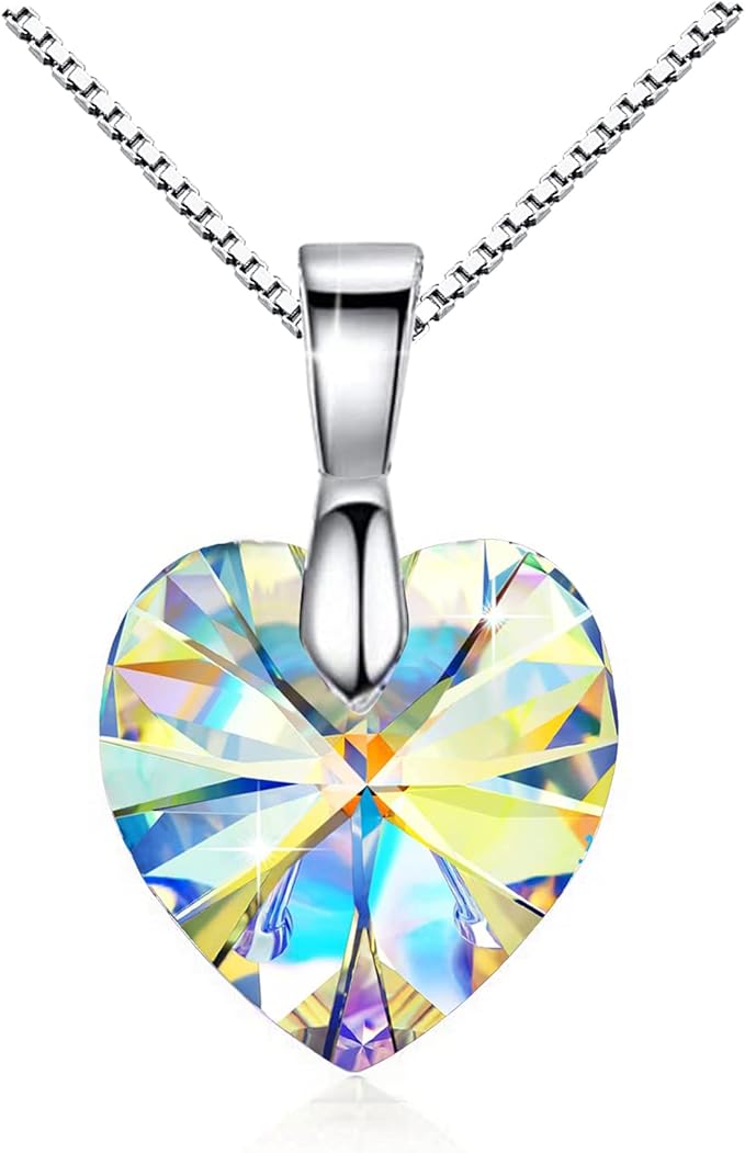 ONE :💎Elegant 1 SILVER YELLOW Heart Pendant Necklace was made of blue crystal, which sparkles all the time