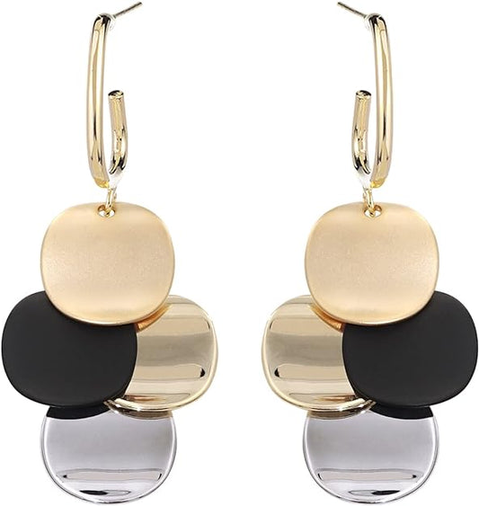 ONE PAIR: Crystal Multi Gold/Silver  Dangle Earrings  Statement Jewelry