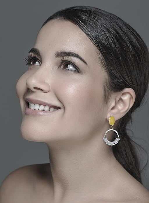 ONE PAIR:   Crystal Multi Gold/Silver  Dangle Earrings