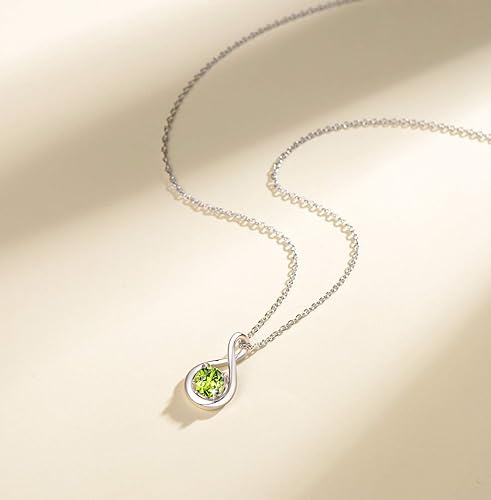 ONE :💎 Birthstone Necklace Gifts For Women, Love Pendant Birthstone Jewelry 16+2 inch Silver Chain August