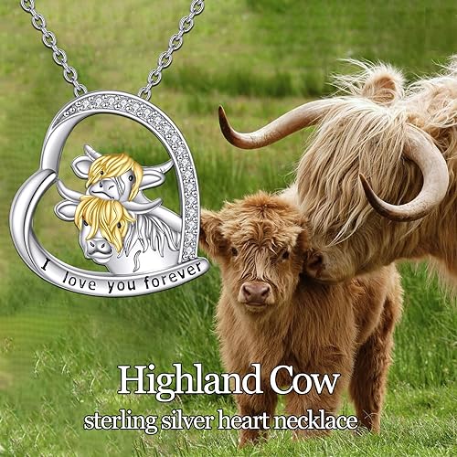 ONE :💎Highland 2 Cow Heart Pendant Necklace Fine Jewelry 💎