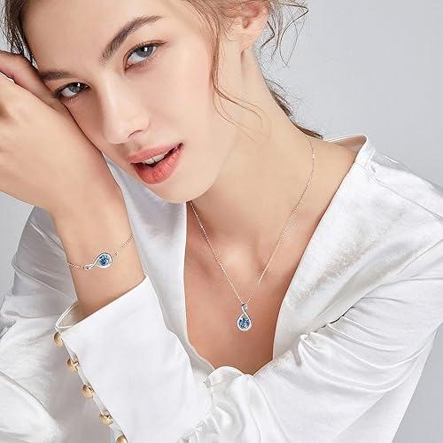 ONE: Birthstone Necklace Gifts For Women, Love Pendant Birthstone Jewelry 16+2 inch Silver Chain NOV/DEC