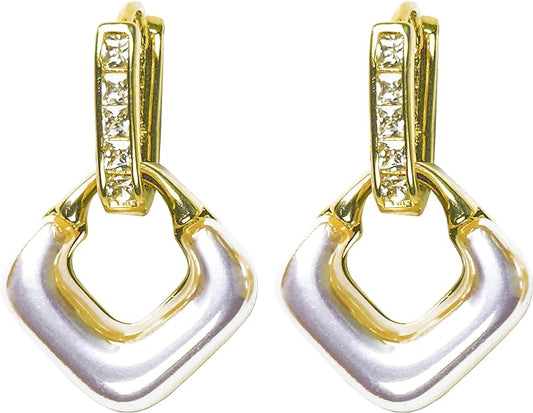 ONE PAIR:   Crystal Multi Gold/Silver  Dangle Earrings