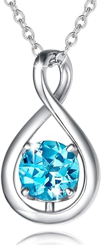 ONE: Birthstone Necklace Gifts For Women, Love Pendant Birthstone Jewelry 16+2 inch Silver Chain NOV