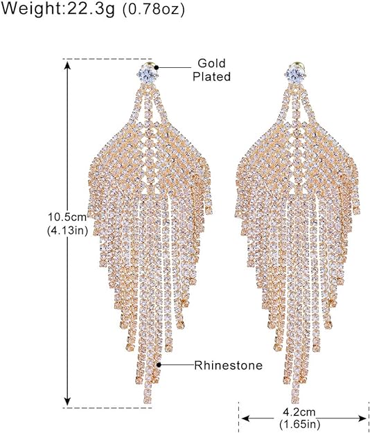 ONE PAIR: Crystal Multi Gold/Silver Rhinestone Chandelier Wedding Bridal Dangle Earrings