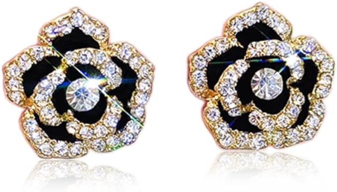 ONE PAIR: Rhinestone Crystal Flower Stud Earrings for Women