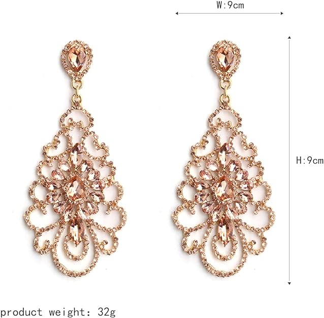 ONE PAIR: Crystal Multi Gold/Silver Rhinestone Chandelier Wedding Bridal Dangle Earrings