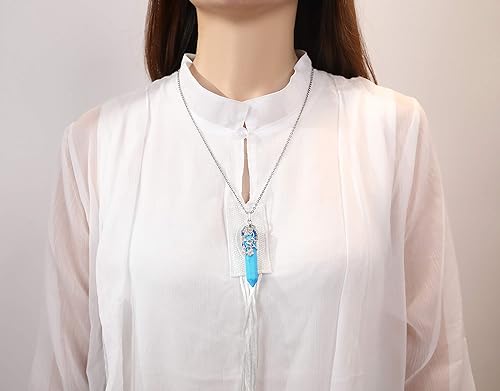 ONE :💎DAINTY FLOWER ROSE Blue Turquoise NECKLACE Fine Jewelry 💎