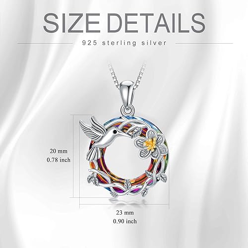 ONE :💎Hummingbird Flower Volcanic Crystal Pendant Necklace Fine Jewelry 💎