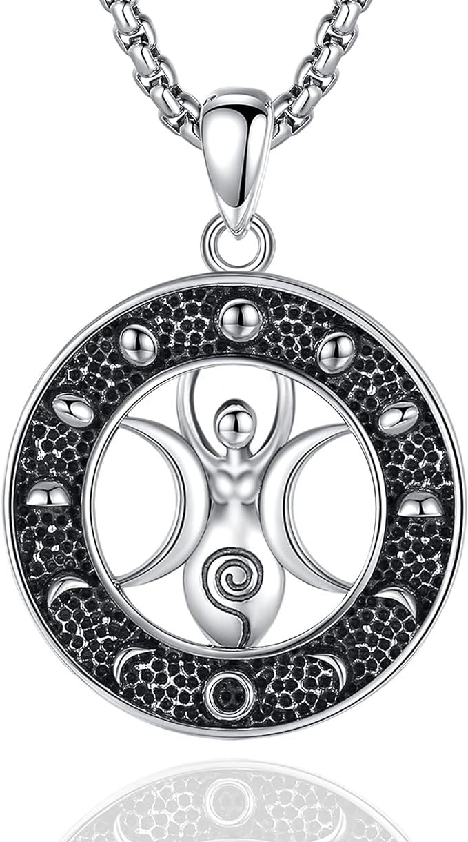 ONE :💎The Triple Moon Goddess Symbol Pendant Necklace Fine Jewelry 💎