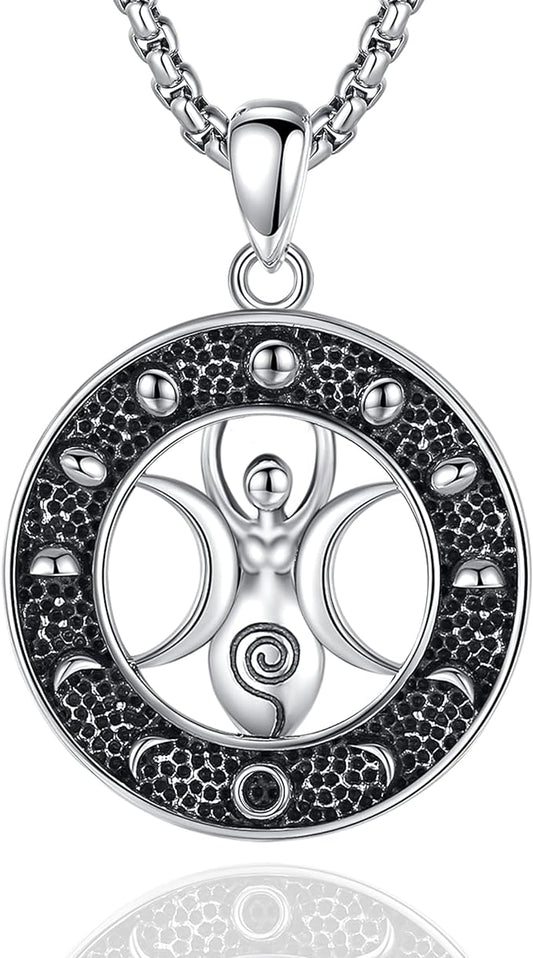 ONE :💎The Triple Moon Goddess Symbol Pendant Necklace Fine Jewelry 💎
