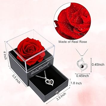 ONE PAIR: Women's Rose Gifts for Her, Red Preserved Flowers Rose Gifts