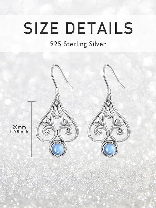 ONE:  Butterfly Earrings Color: Moonstone Dangle Earrings 925 Sterling Silver