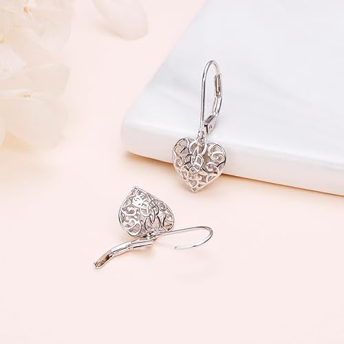 ONE:  Style: Heart Celtic Knot Dangle Earrings 925 Sterling Silver