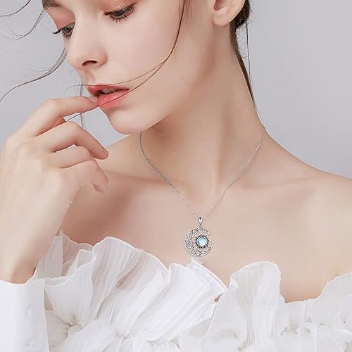 ONE :💎Phoenix/Moon and Sun Moonstone Pendant Necklace Fine Jewelry 💎