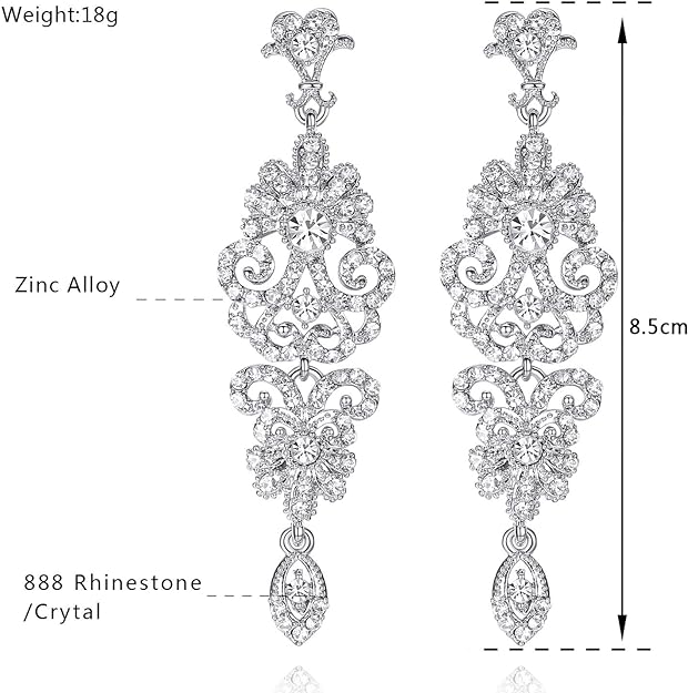 ONE PAIR: Crystal Multi Gold/Silver Rhinestone Chandelier Wedding Bridal Dangle Earrings