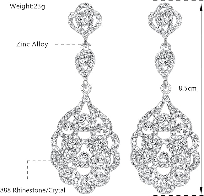 ONE PAIR: Crystal Multi Gold/Silver Rhinestone Chandelier Wedding Bridal Dangle Earrings
