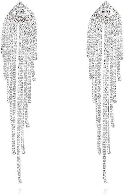 ONE PAIR: Crystal Multi Gold/Silver Rhinestone Chandelier Wedding Bridal Dangle Earrings