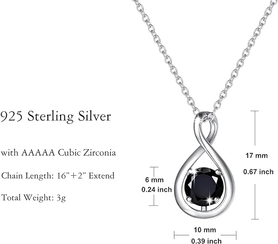 ONE :💎 Birthstone Necklace Gifts For Women, Love Pendant Birthstone Jewelry 16+2 inch Silver Chain