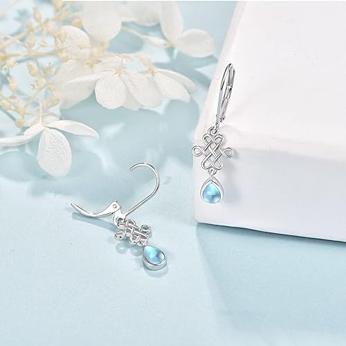 ONE:  Exquisite TEAR DROP Color: MOONSTONE Dangle Earrings 925 Sterling Silver