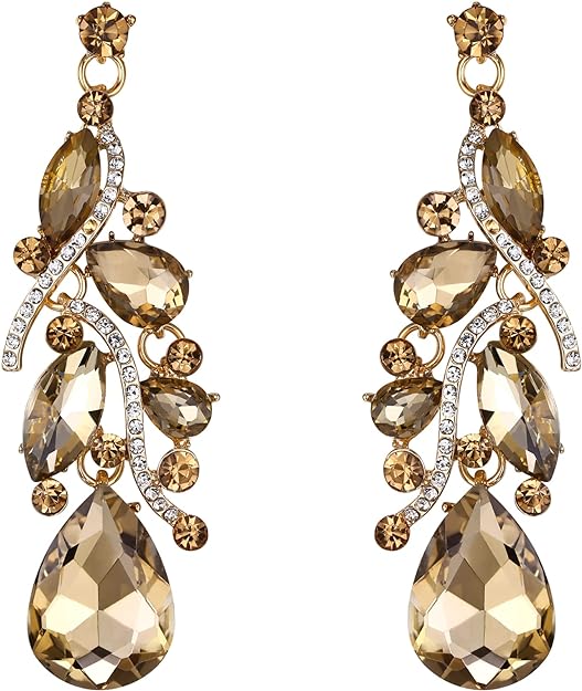 ONE PAIR: Crystal Multi Teardrop Cluster Chandelier Dangle Earrings