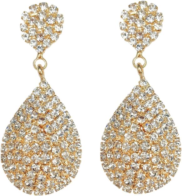 ONE PAIR: Crystal Multi Gold/Silver Rhinestone Chandelier Wedding Bridal Dangle Earrings