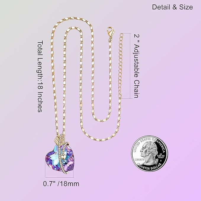 ONE :💎Elegant Gold Purple Heart Pendant Necklace was made of blue crystal, which sparkles all the time