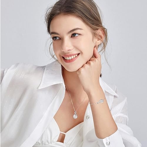 ONE: Birthstone Necklace Gifts For Women, Love Pendant Birthstone Jewelry 16+2 inch Silver Chain JUNE PEARL